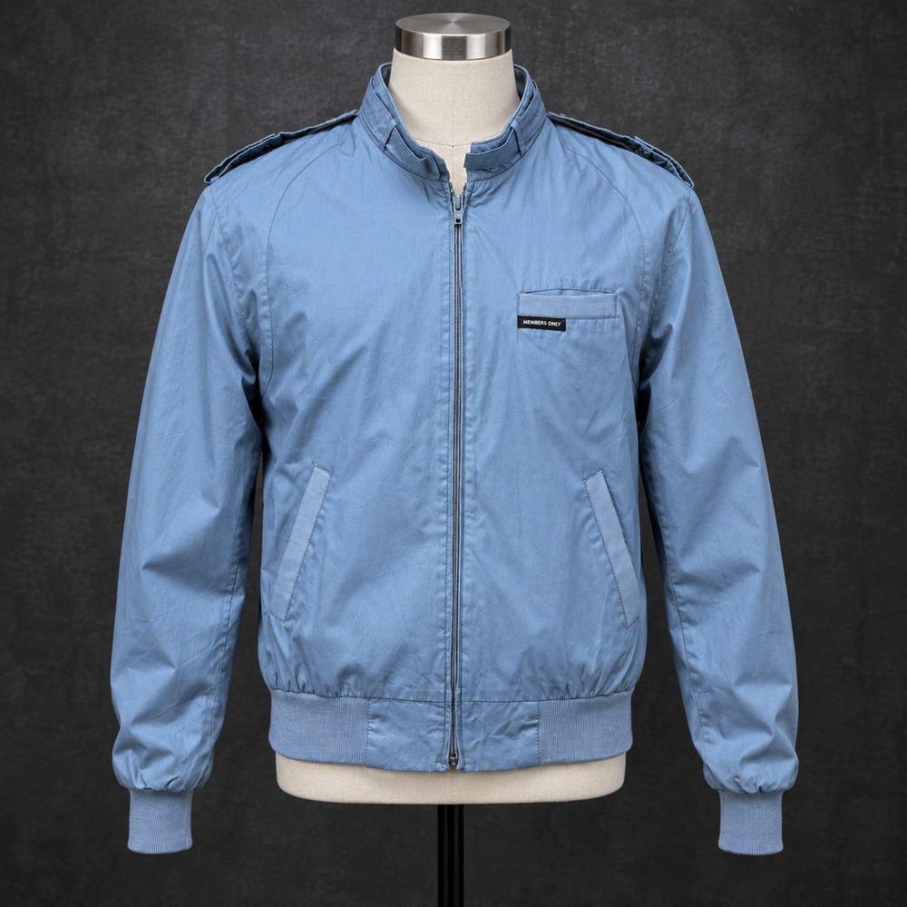 Members Only Mens Classic Racer Cafe Jacket Blue Full Zip Size 42 - Large